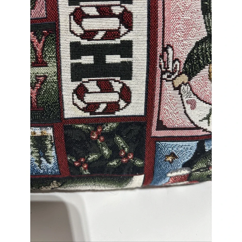 Vintage Tapestry‎ Style Santa Snowman Gingerbread Pillow 15 X 15 Christmas